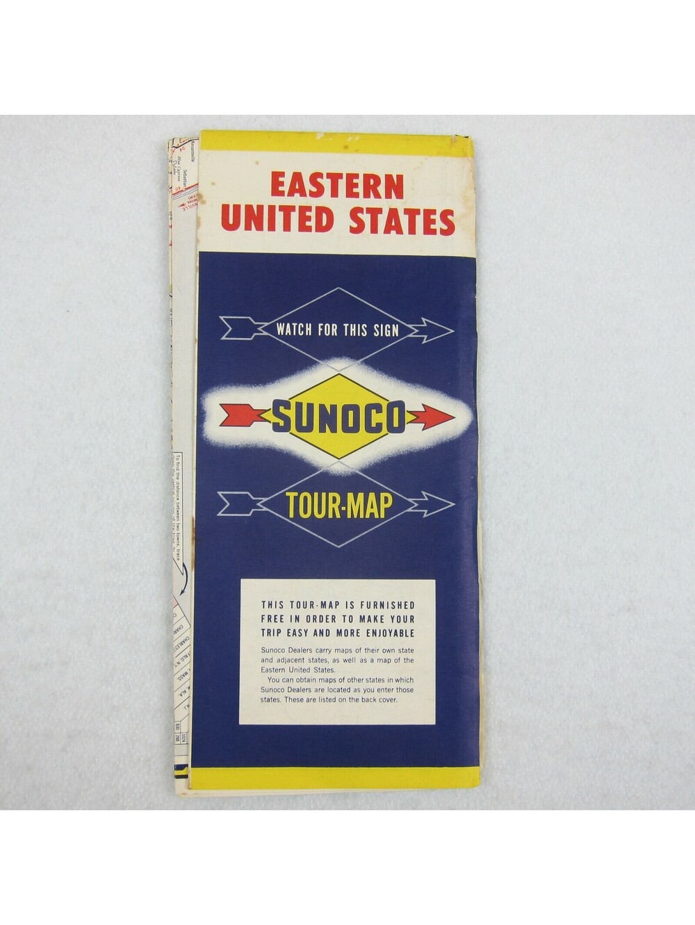 Vintage 1958 SUNOCO Gas Company Road Map Eastern United States